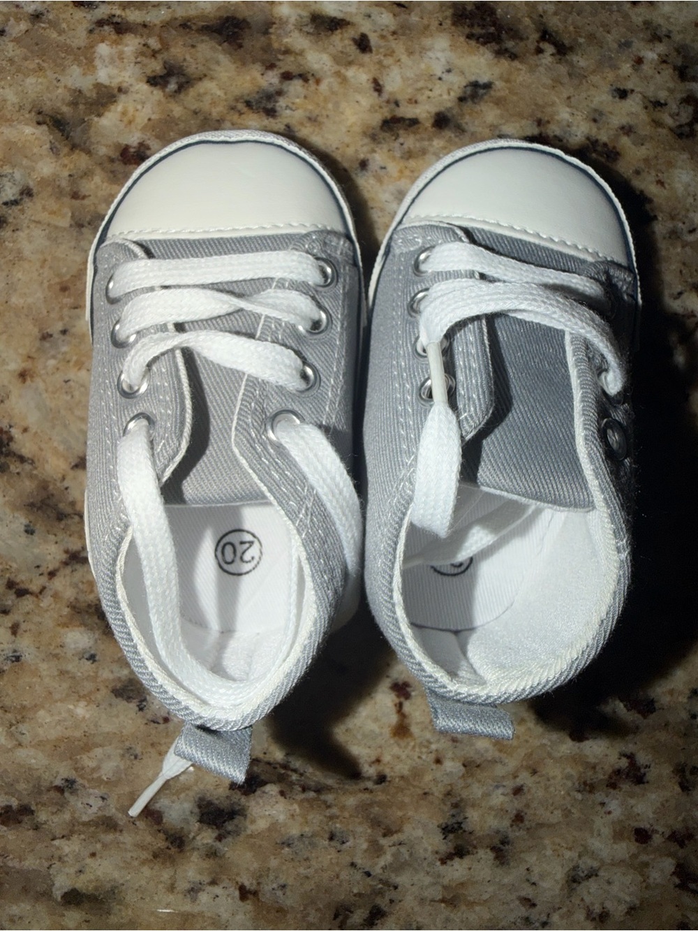 Toddler Grey and White Canvas Sneakers
